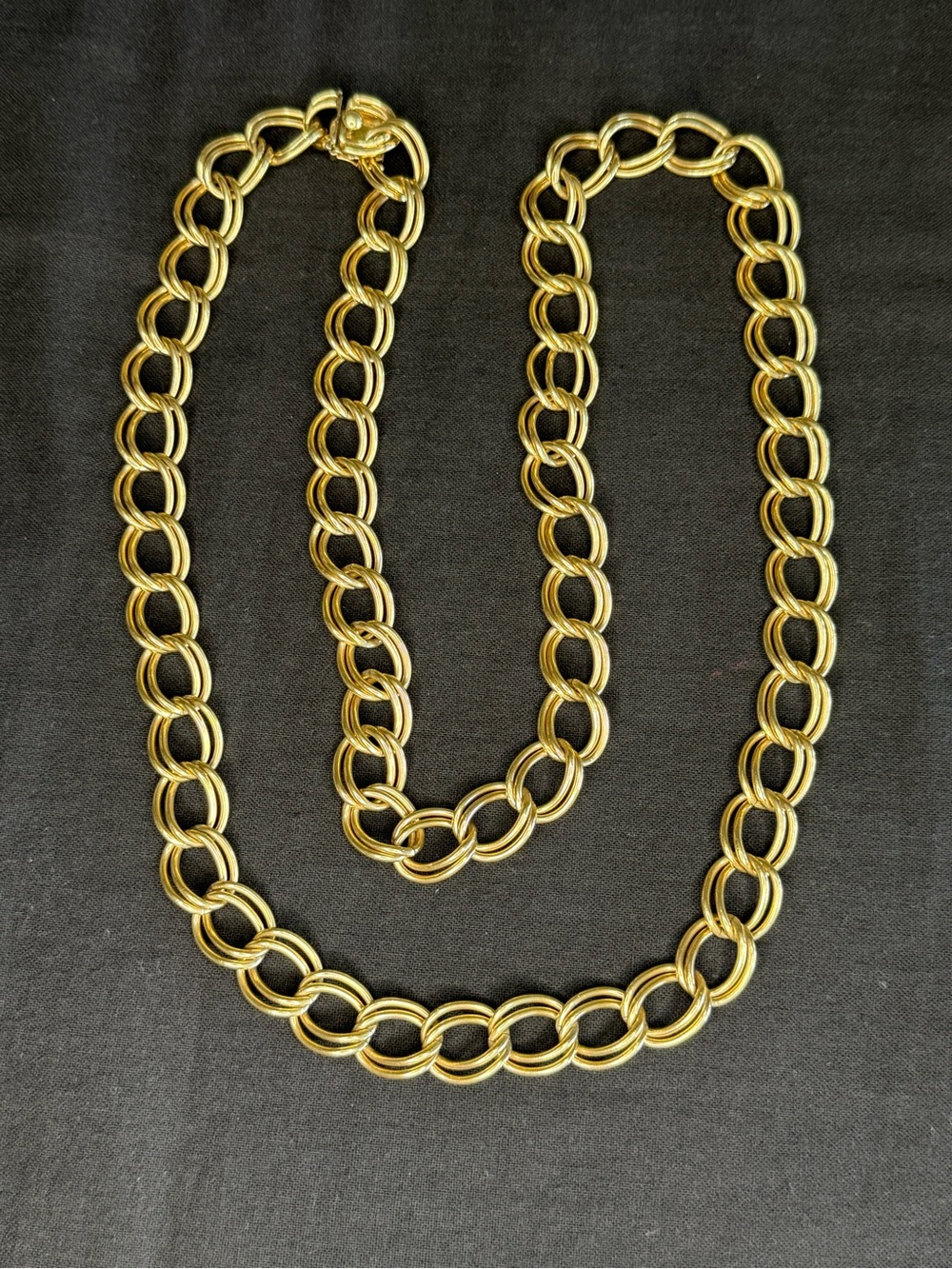 Vintage Krementz Double Oval Link 30” Gold Overlay Necklace 83g